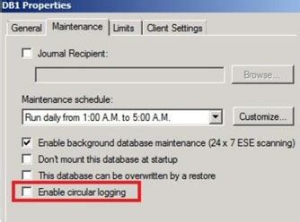 exchange 2010 circular logging